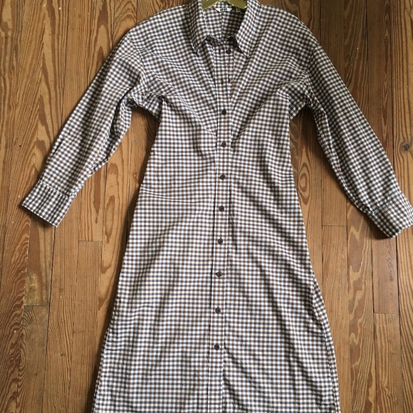 Uniqlo Dresses & Skirts - UNIQLO Shirt Dress, Size Medium, Navy/Brown/Ivory/ Checked
